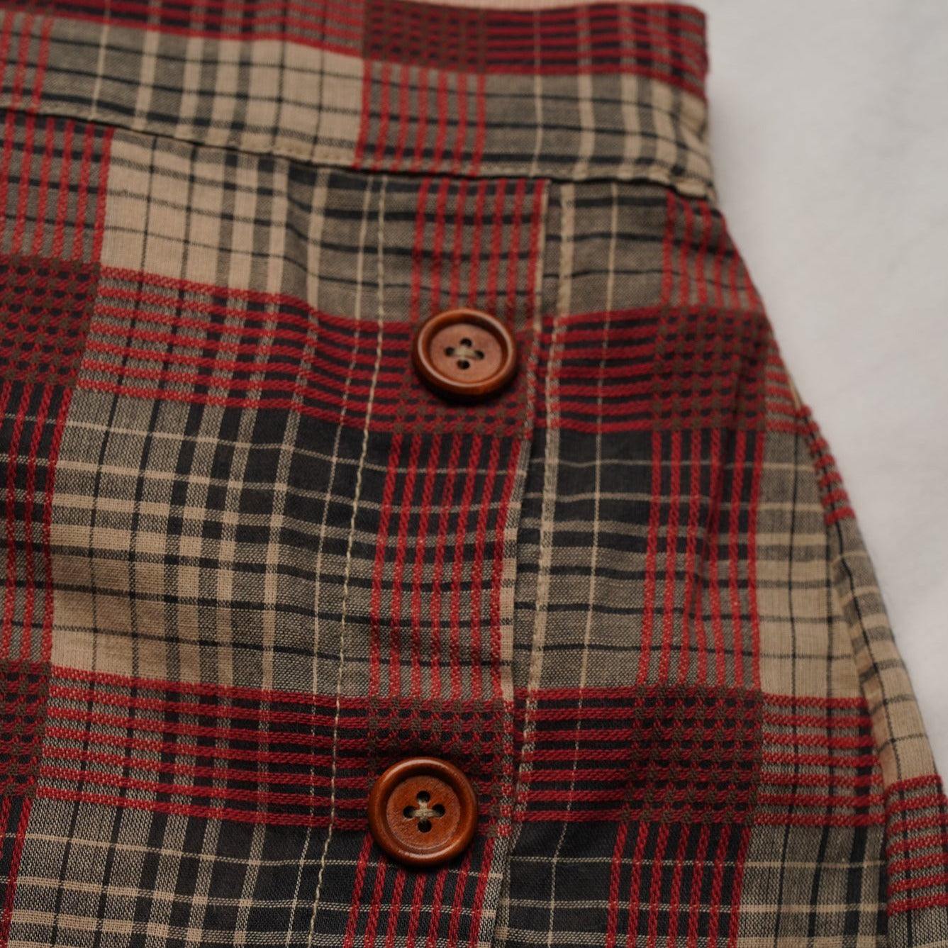 Red Plaid Skirt with Band