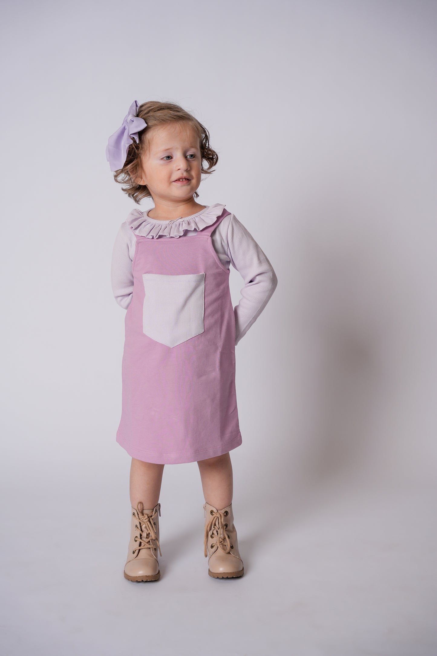 Rib Pocket OverAll Dress with bodySuit