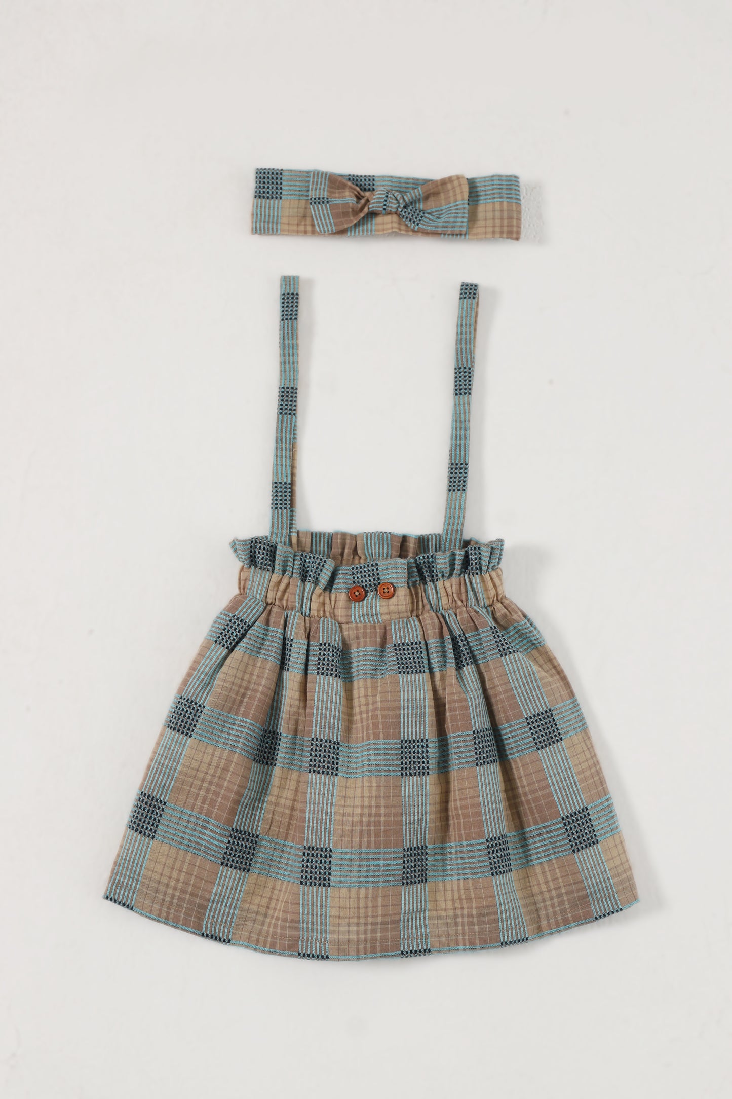 Checkerd Pinafore Skirt With Band