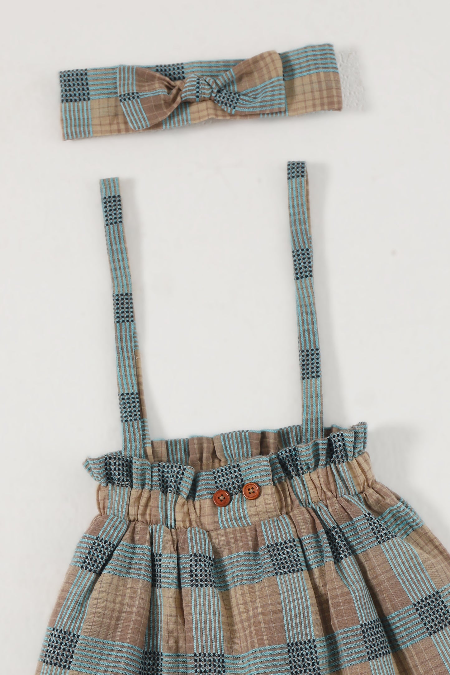 Checkerd Pinafore Skirt With Band