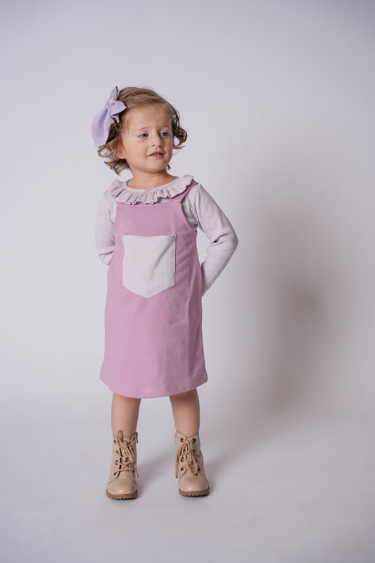 Rib Pocket OverAll Dress with bodySuit