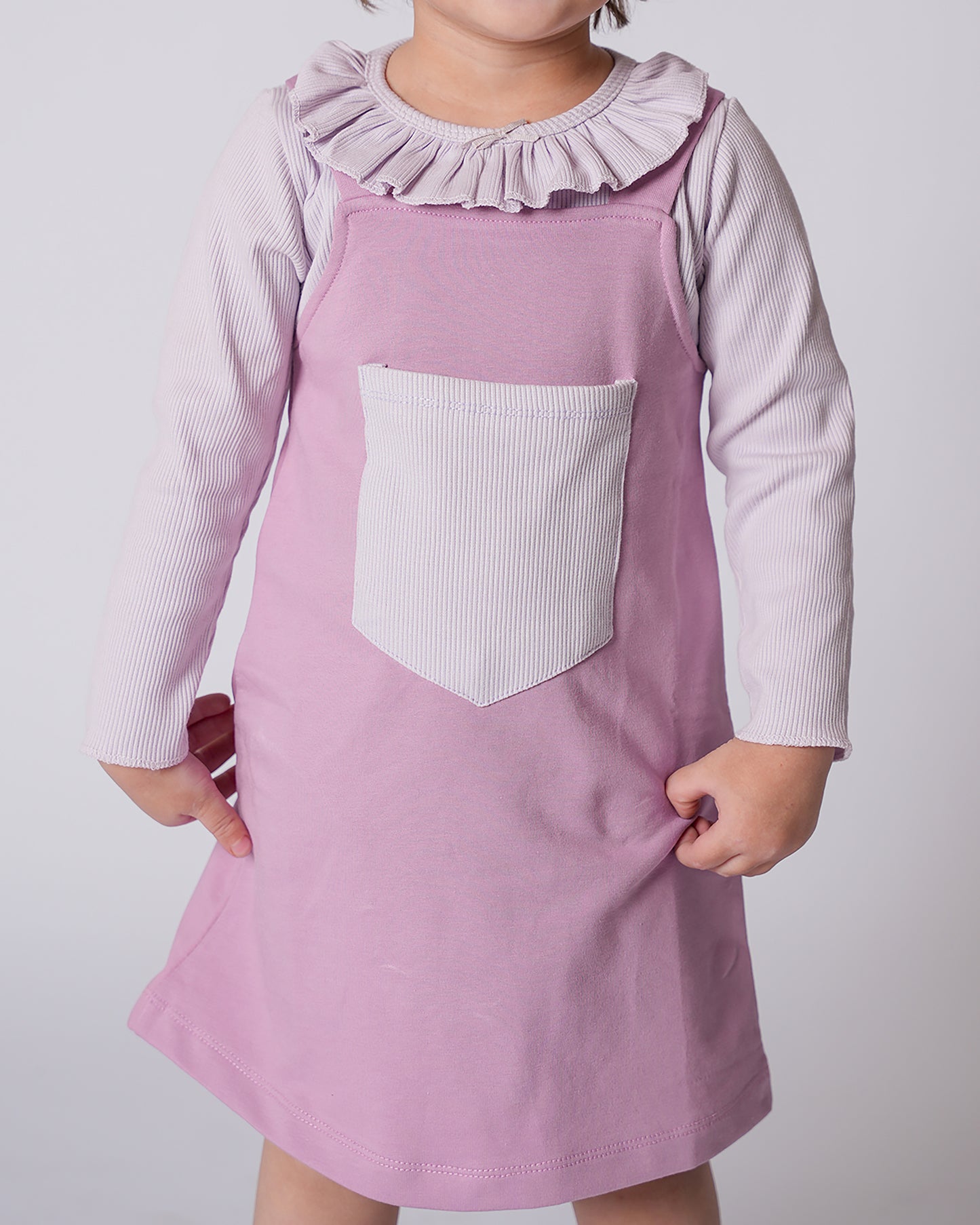 Rib Pocket OverAll Dress with bodySuit