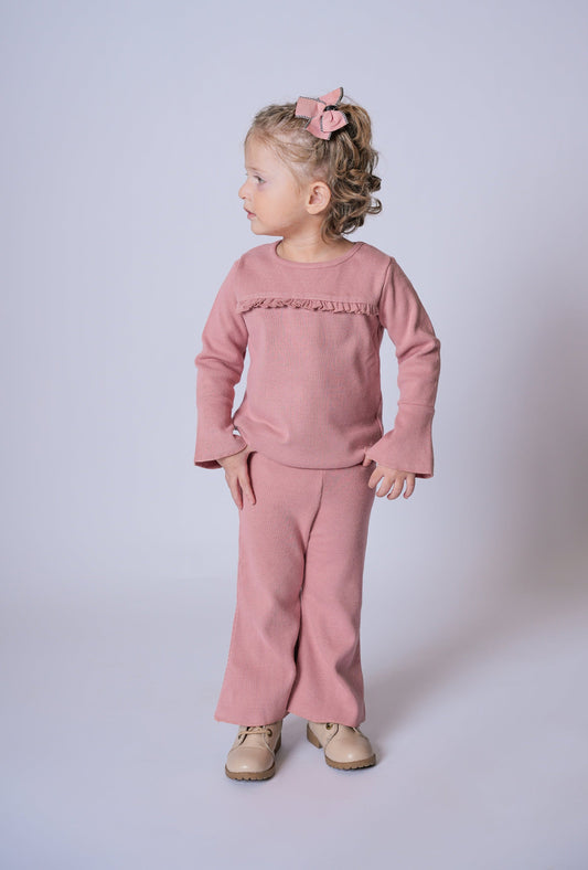 Front Ruffle Rib Co-Ord Set